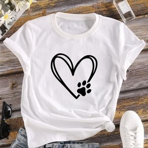 NWOT Love Cartoon Print Crew Neck T-shirt, Casual Loose Short Sleeve